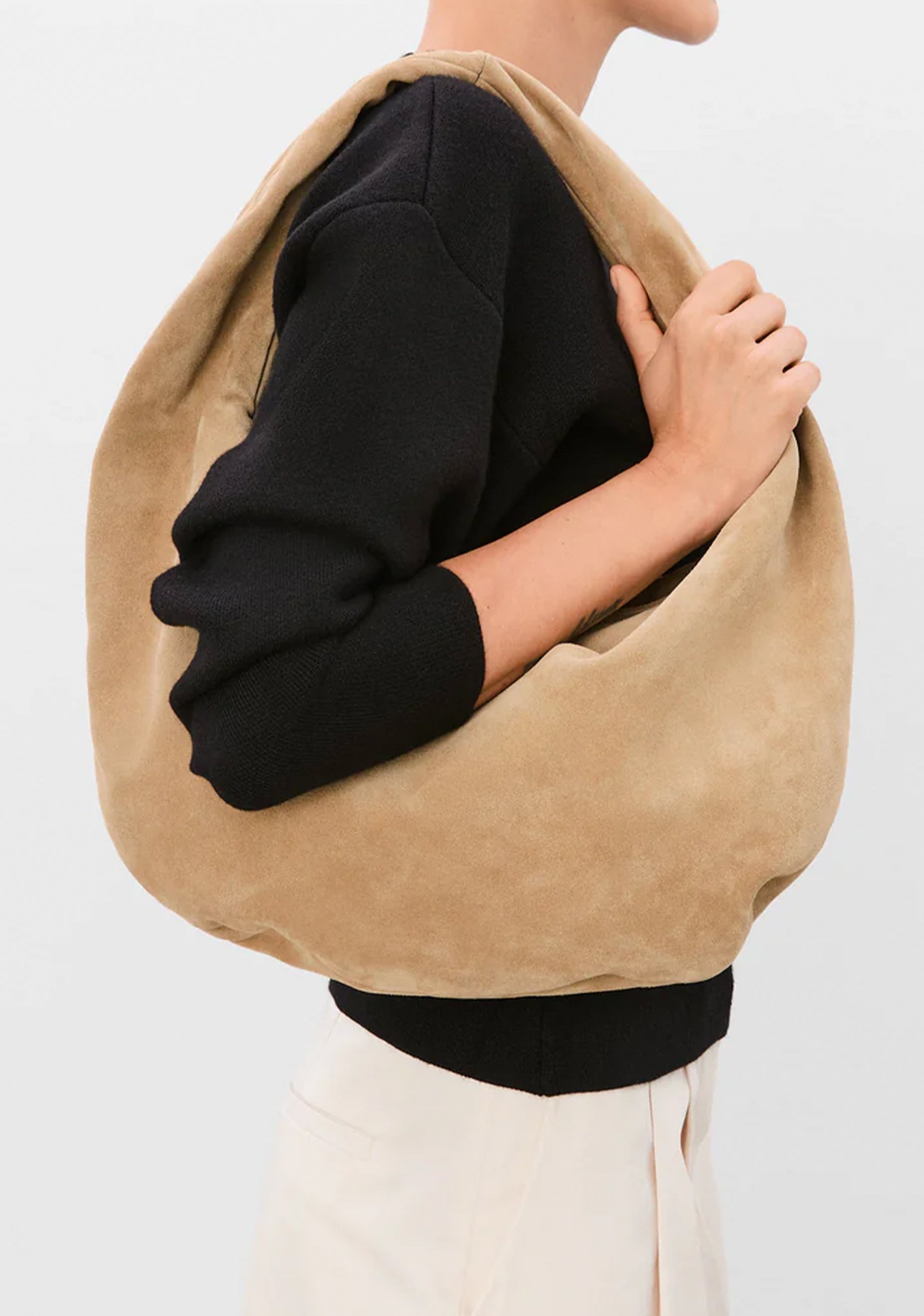 Alva Suede Shoulder Bag_Sand