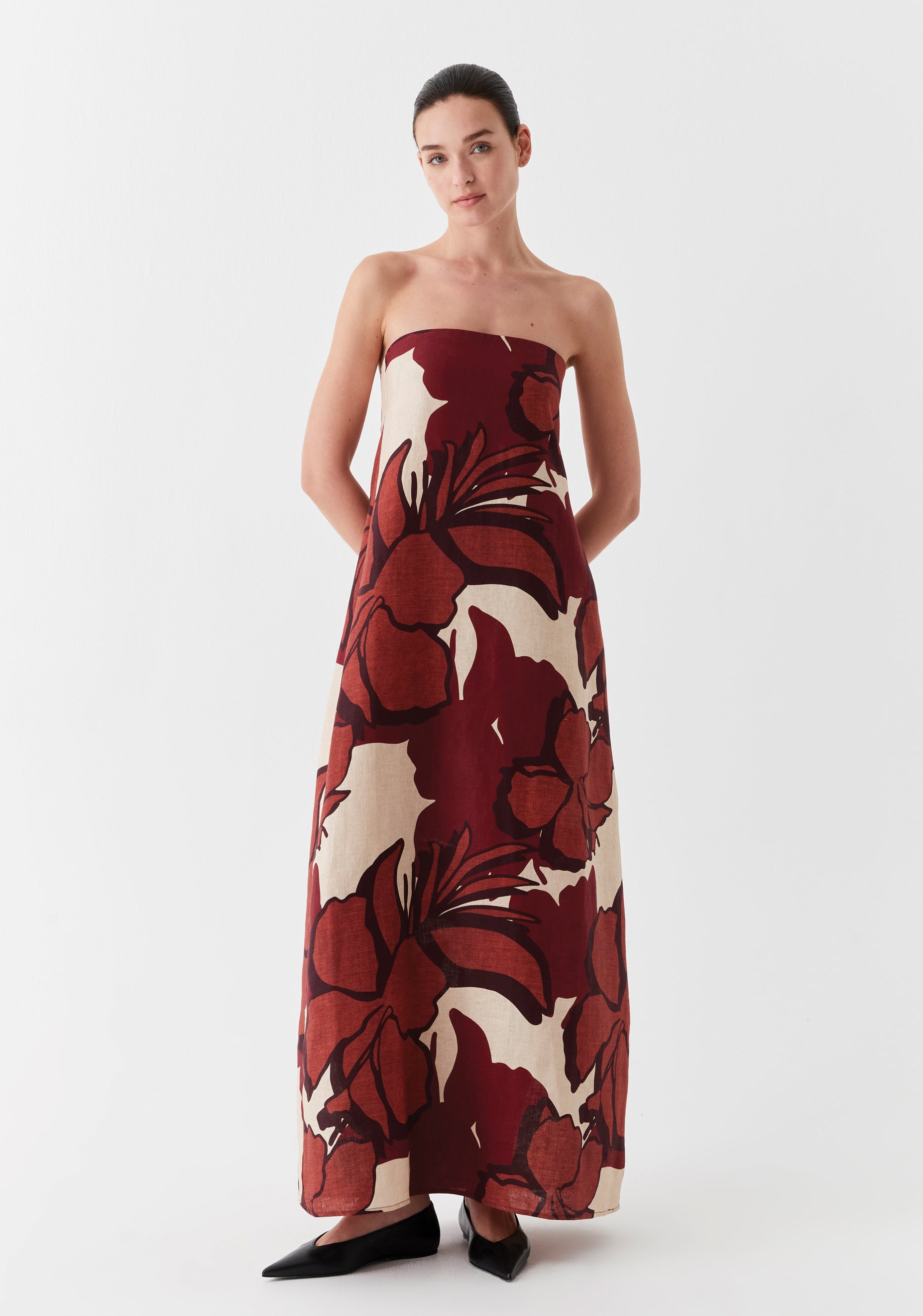 Maddox Linen Strapless Dress Print Morrison Maddox Linen Strapless Dress Print Morrison