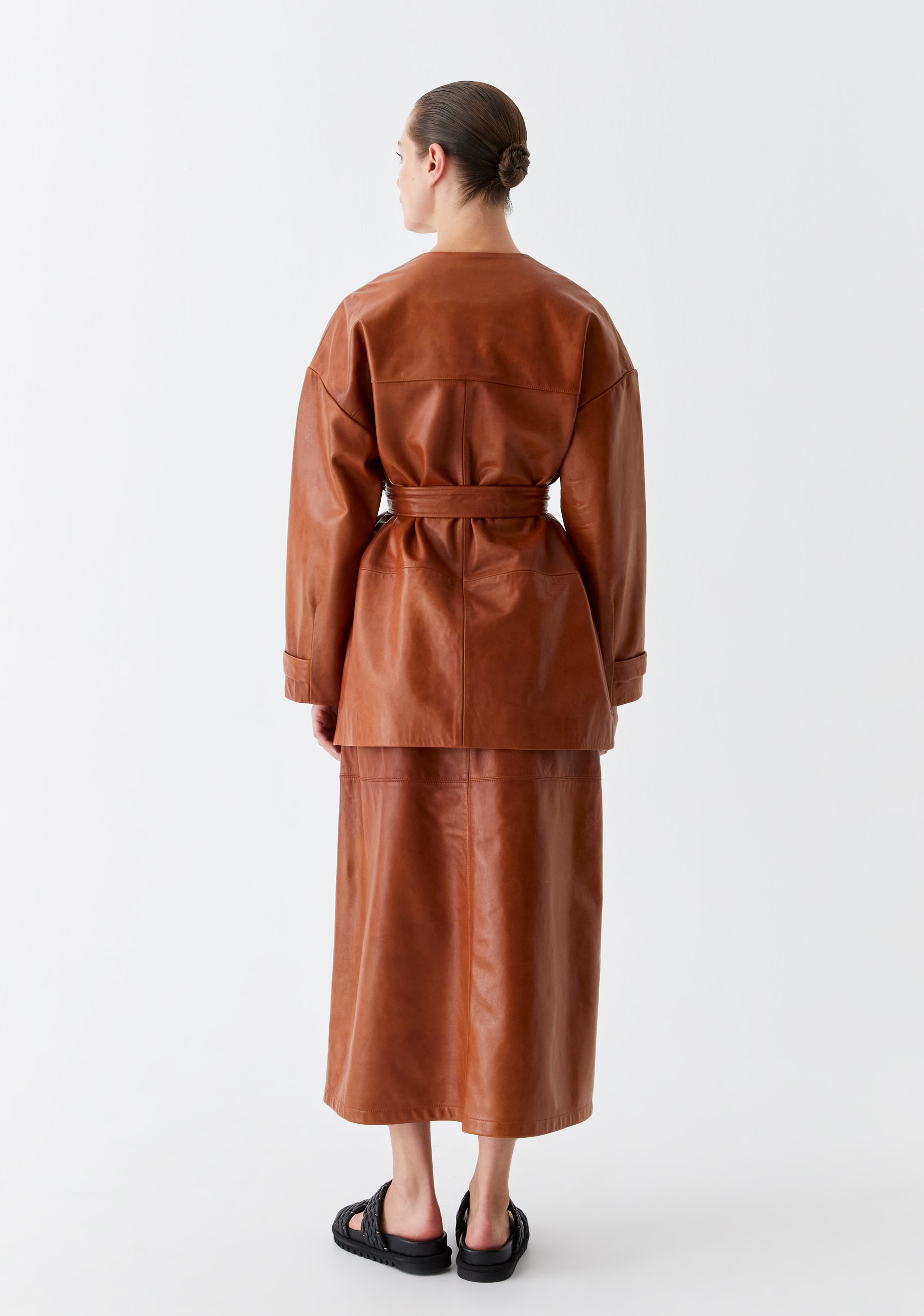 Nikita Leather Skirt_Tan