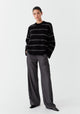 Silas Stripe Knit Pullover_Black