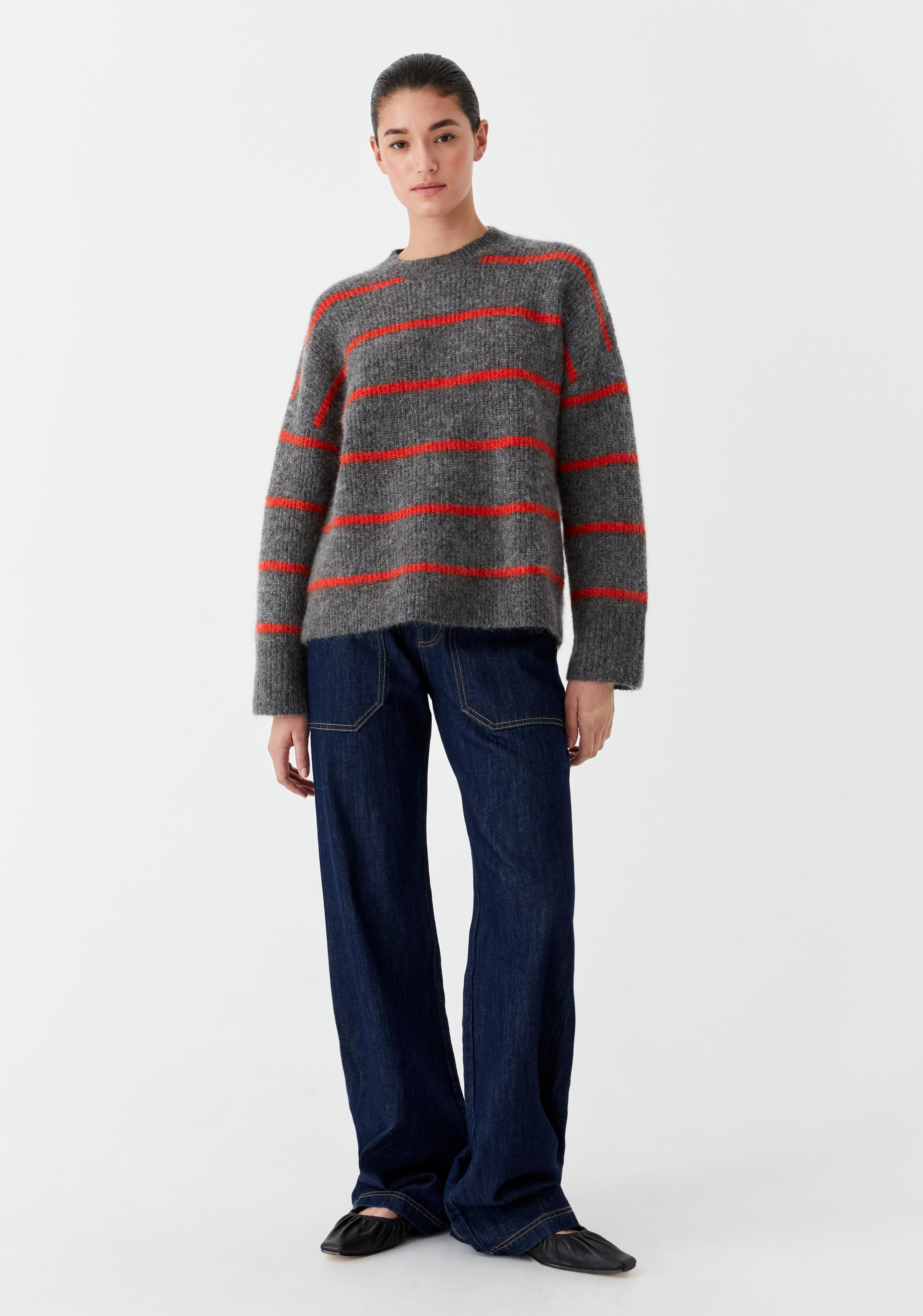 Silas Stripe Knit Pullover_Charcoal