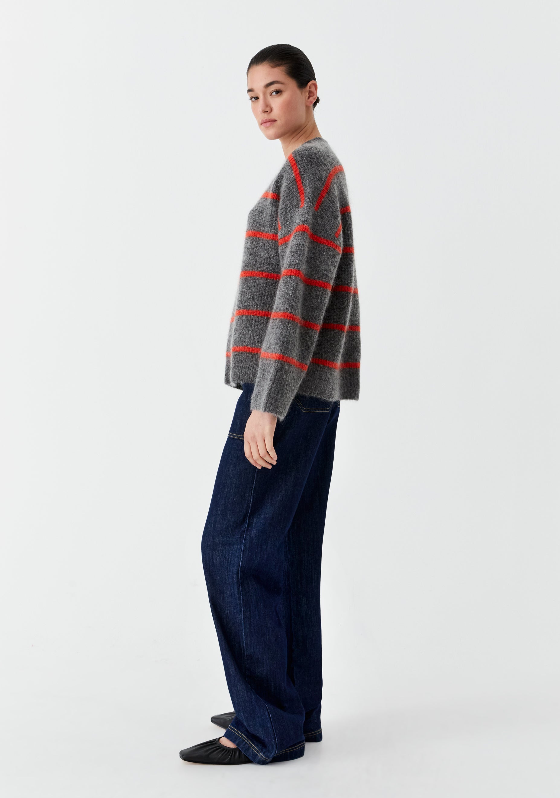 Silas Stripe Knit Pullover_Charcoal