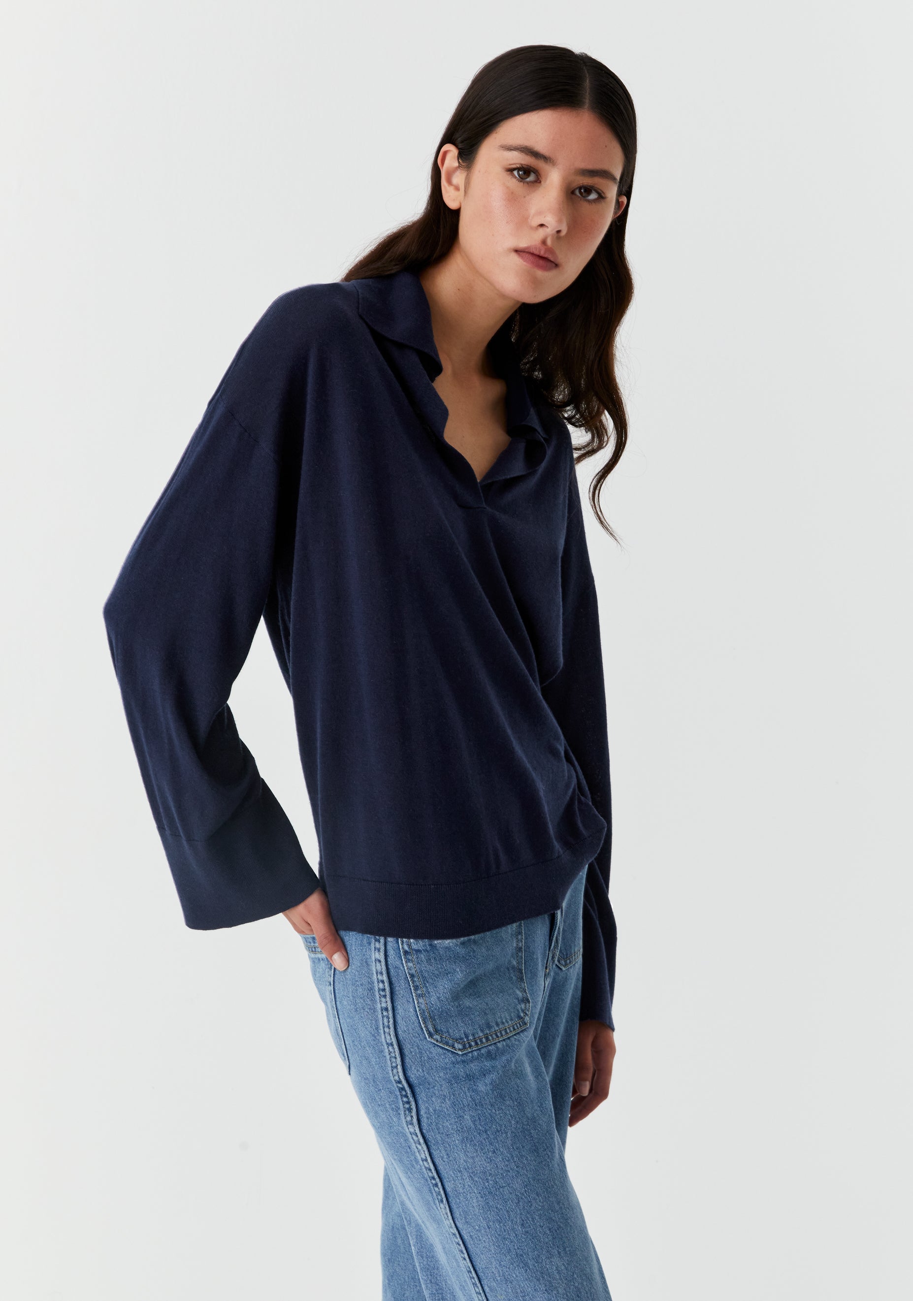 Skye Knit Polo_Navy