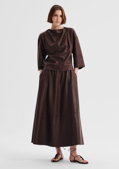 Addison Leather Skirt_Chocolate