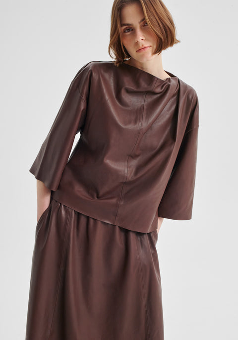 Addison Leather Top_Chocolate