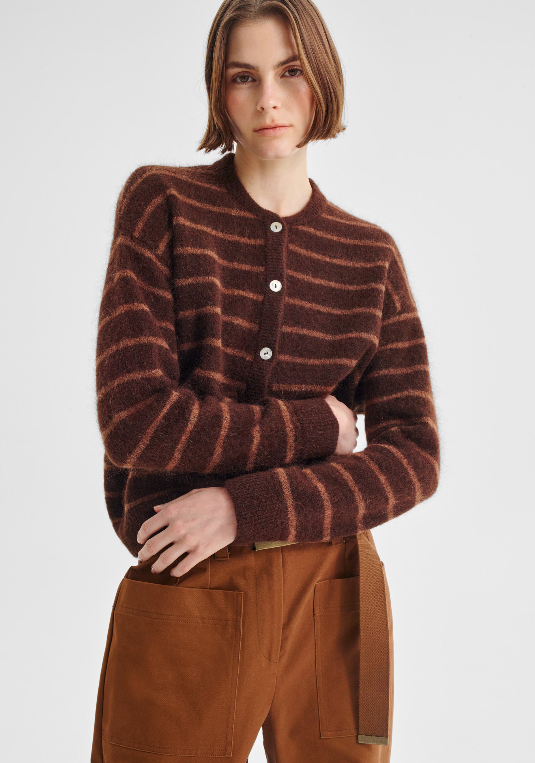 Albi Knit Cardigan_Toffee Stripe – Morrison