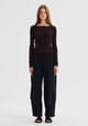 Morri Merino Stripe Round Neck_Espresso/Blk