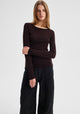 Morri Merino Stripe Round Neck_Espresso/Blk