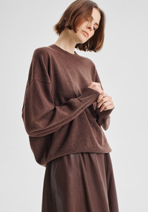 Payton Round Neck Merino Knit Pullover_Nutmeg