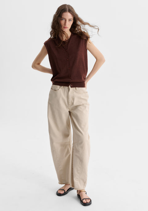 River Knit Button Vest_Toffee