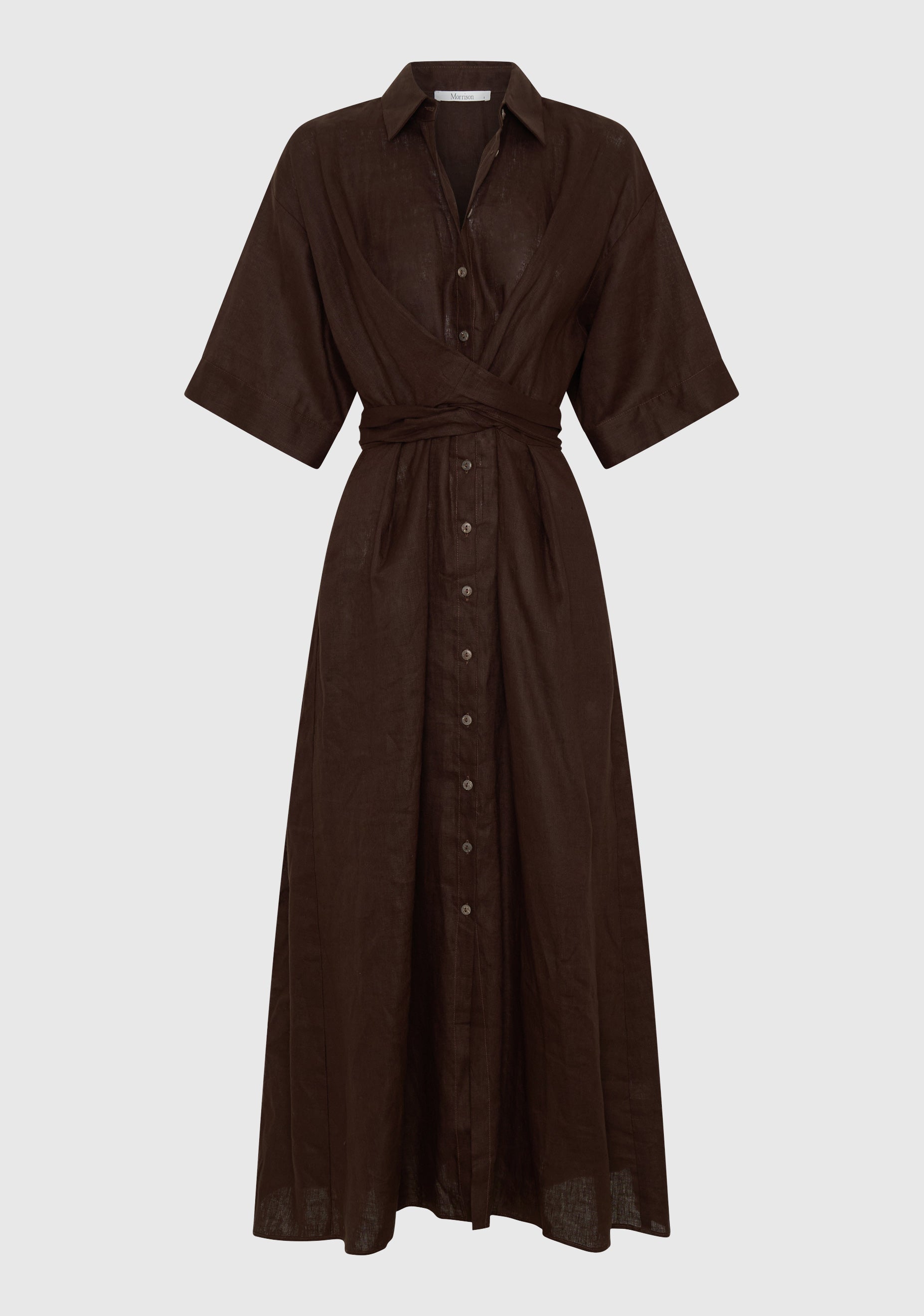 Harriet Linen Dress_Chocolate
