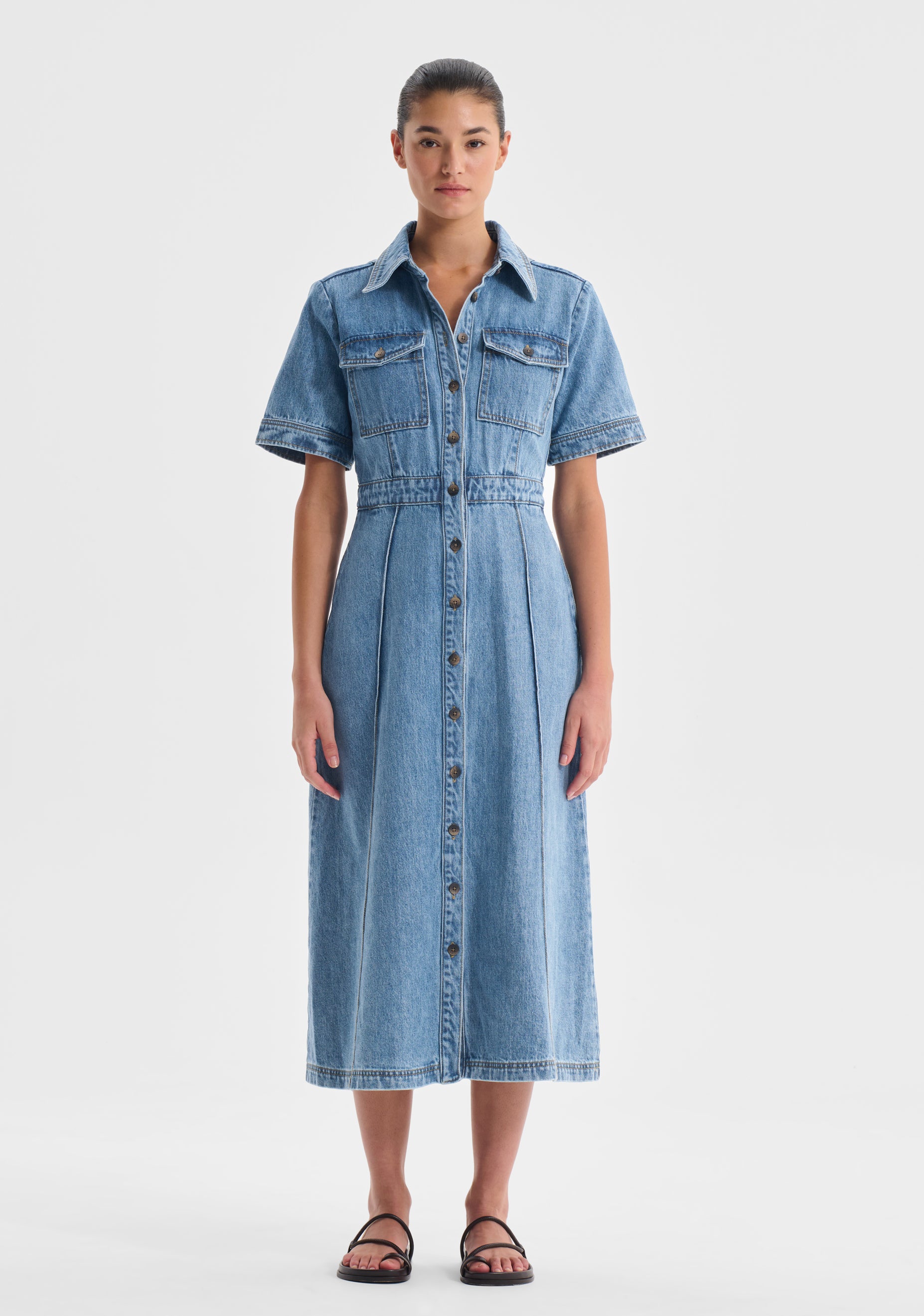 Jacque Denim Shirt Dress_Light Blue