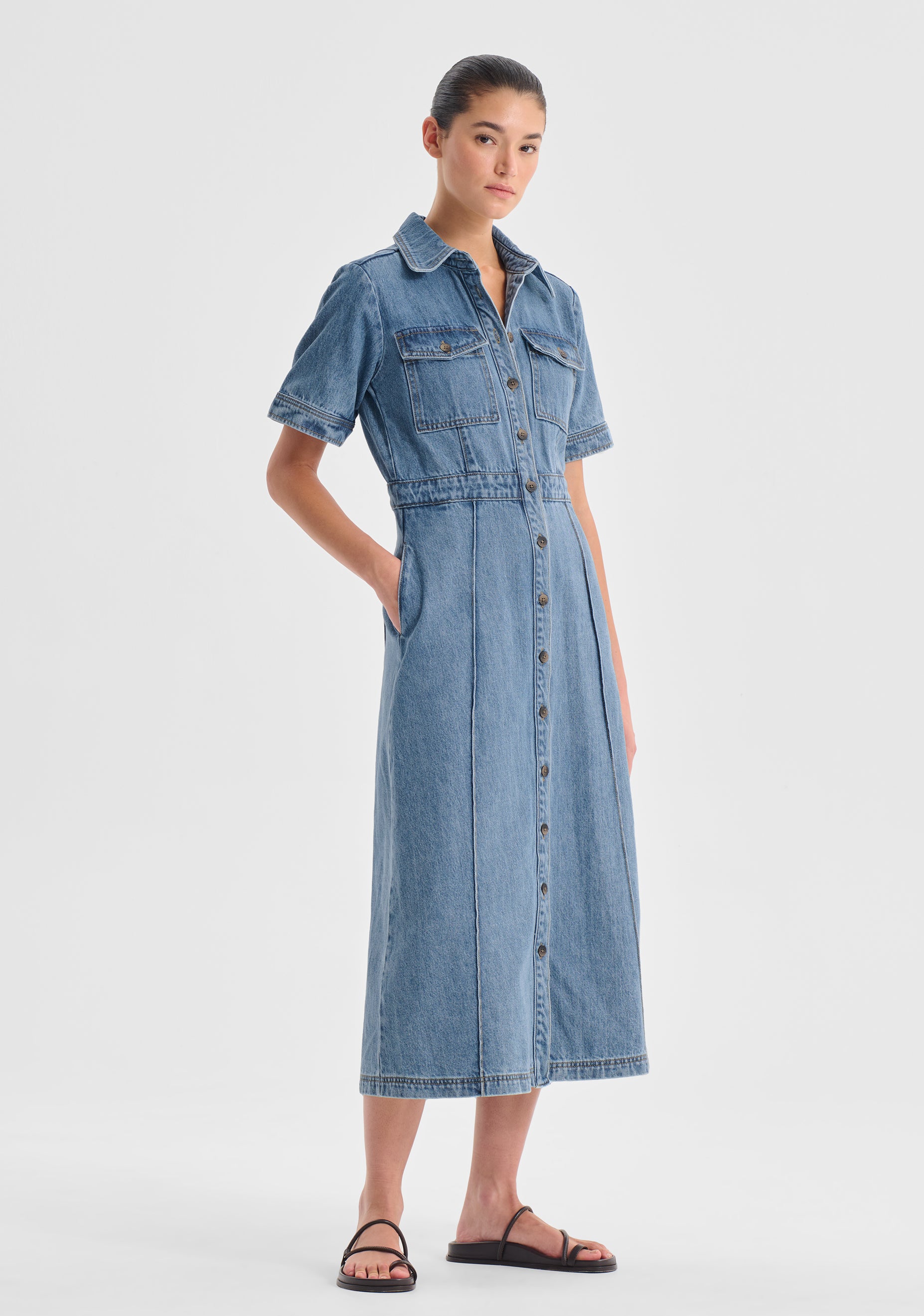 Jacque Denim Shirt Dress_Light Blue