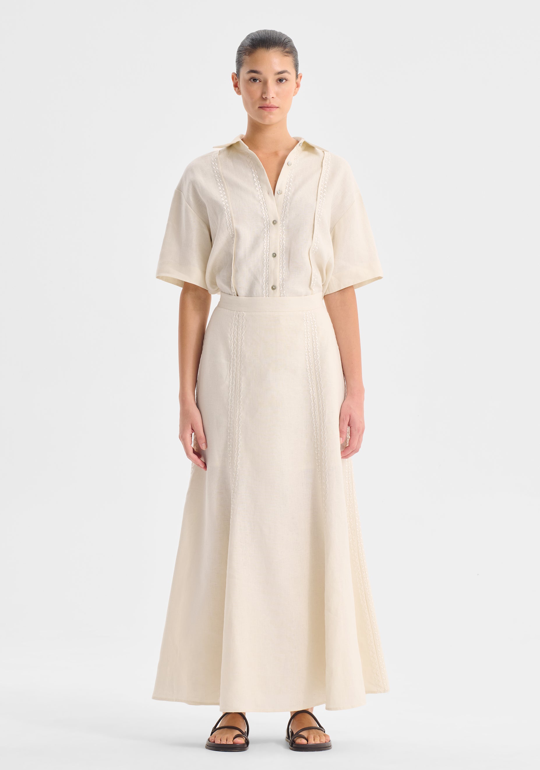 Maisey Linen Skirt_Ecru