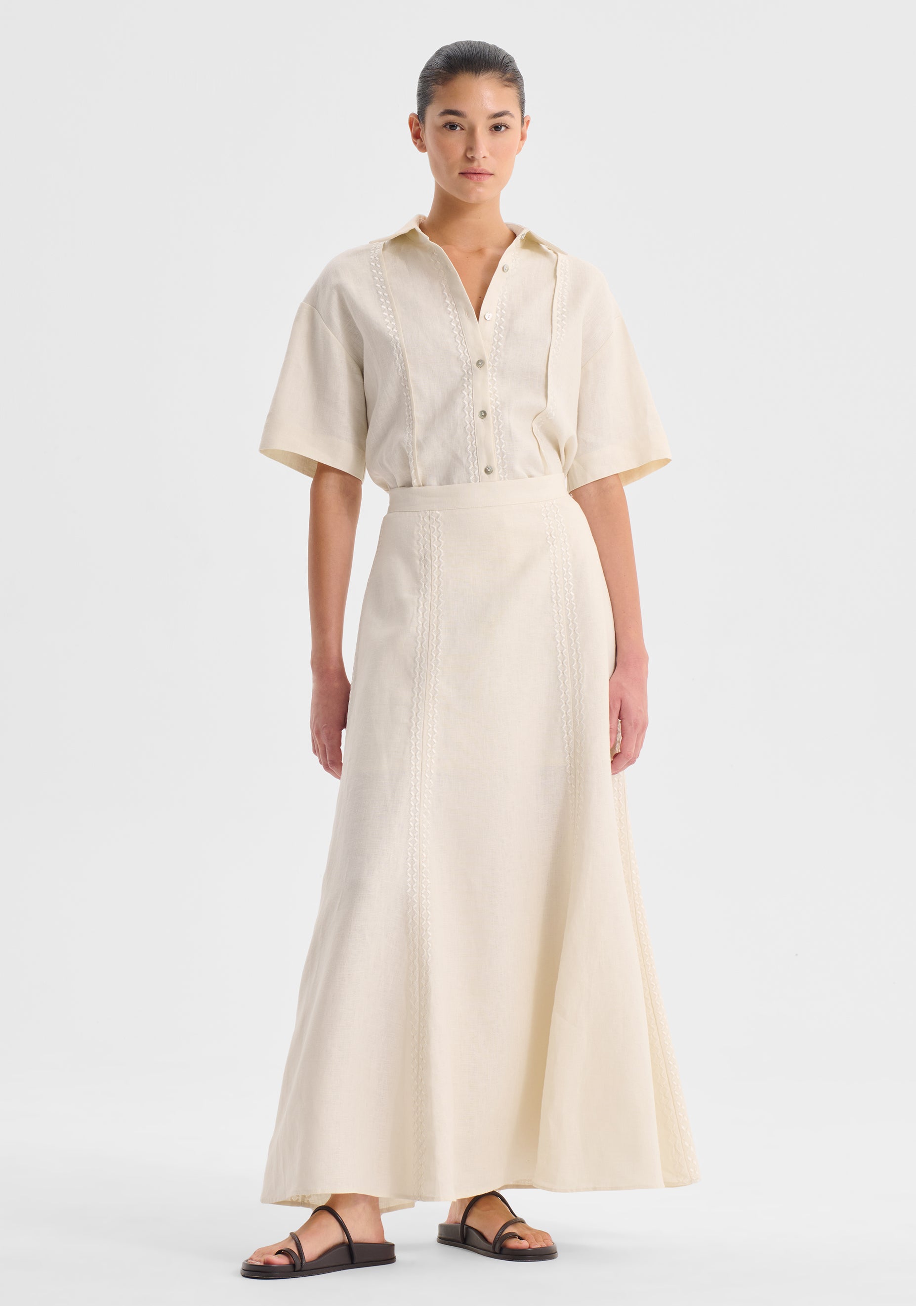 Maisey Linen Skirt_Ecru