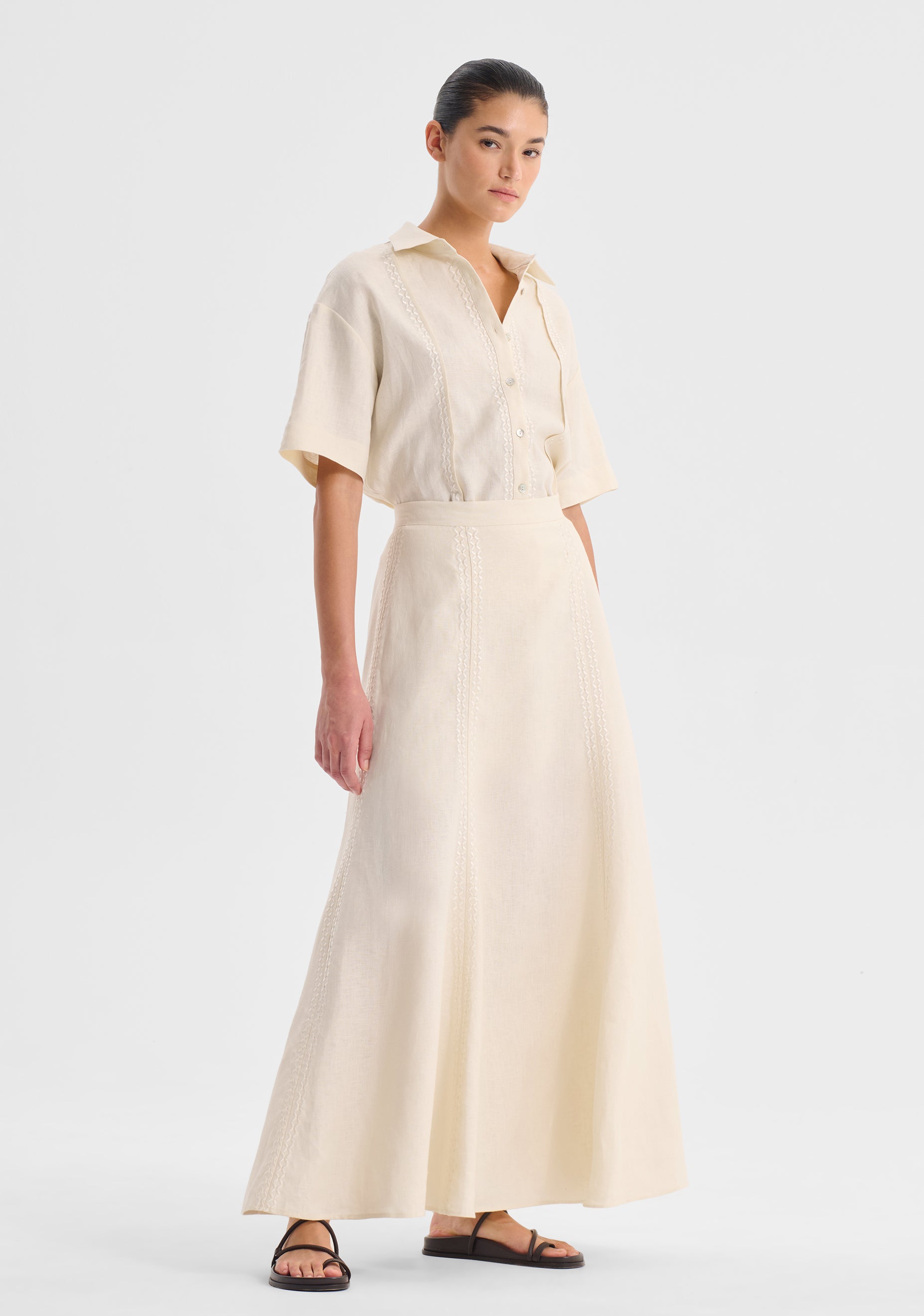 Maisey Linen Skirt_Ecru