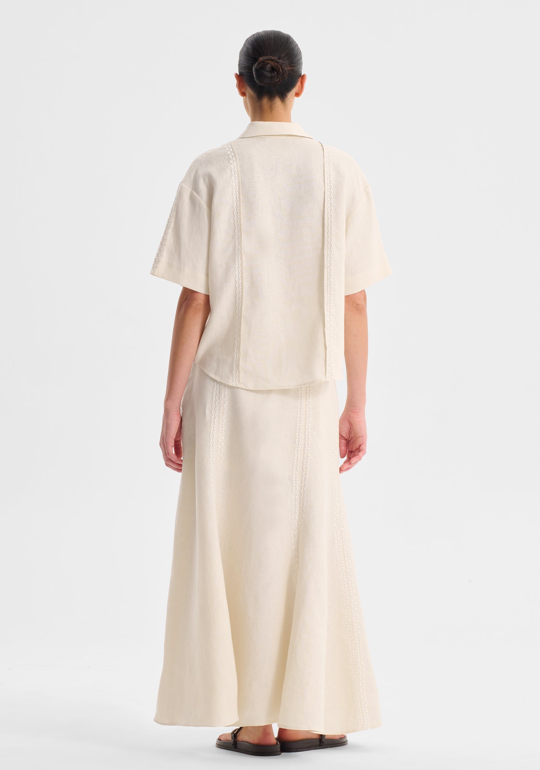 Maisey Linen S/S Shirt_Ecru
