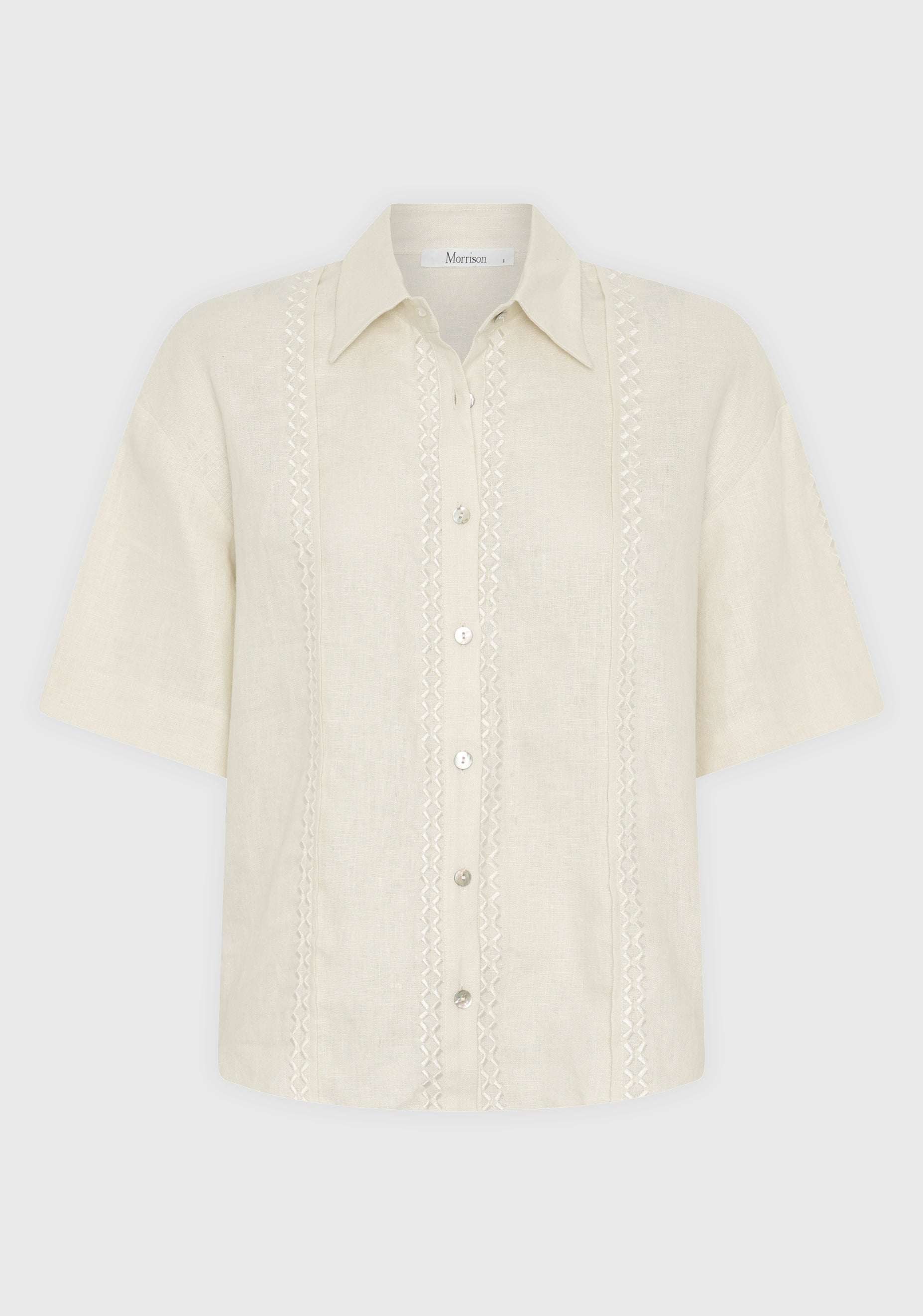 Maisey Linen S/S Shirt_Ecru