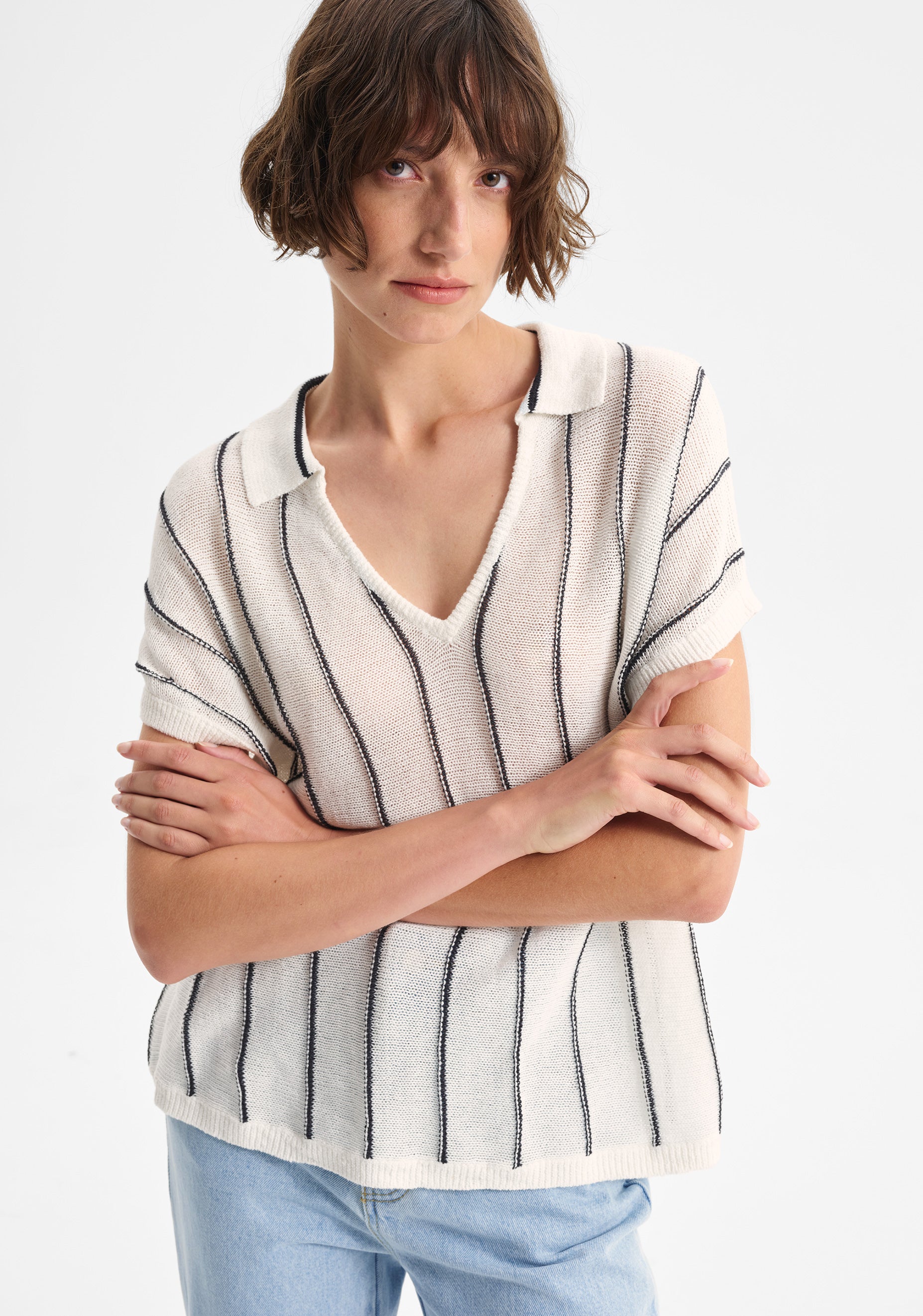 Pippa Knit Polo_Stripe