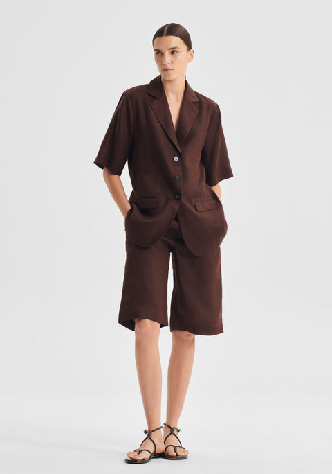 Sonny Linen Bermuda Short_Chocolate