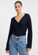 Micah Knit Wrap Top_Navy