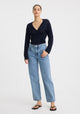 Micah Knit Wrap Top_Navy