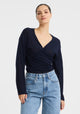 Micah Knit Wrap Top_Navy