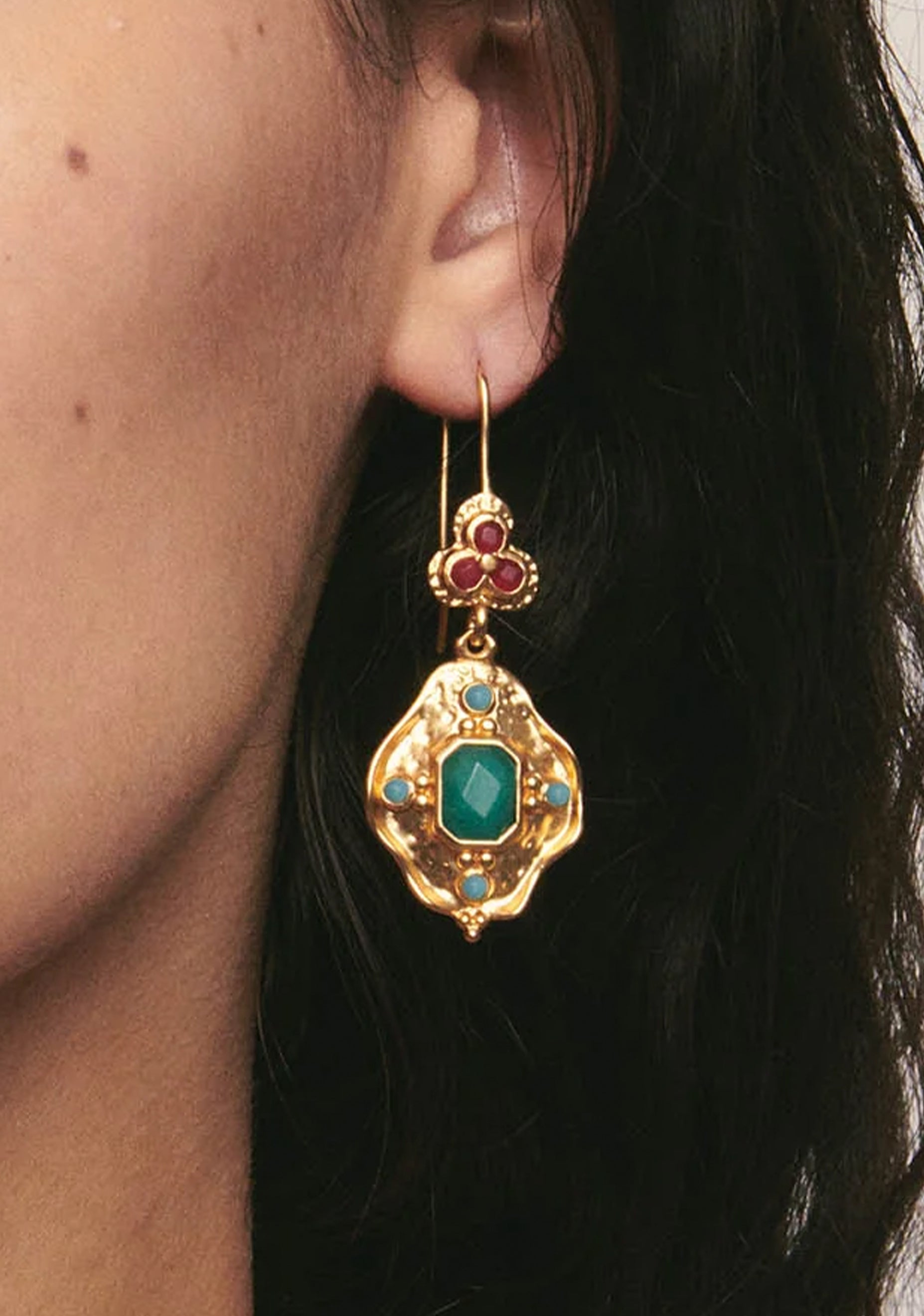 Pitiusa Earrings_Gold Green