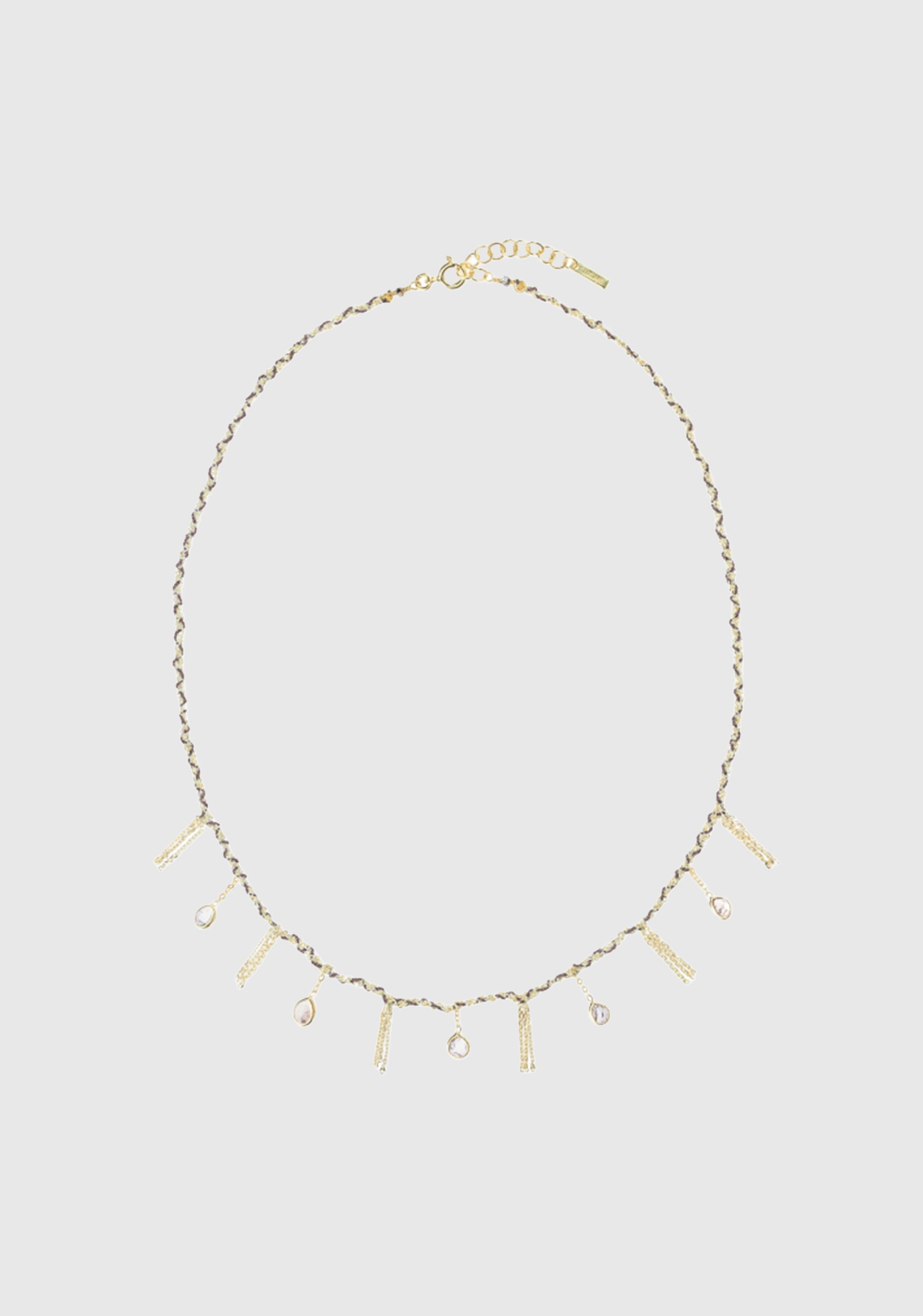 Fringe Necklace_Gold Grey