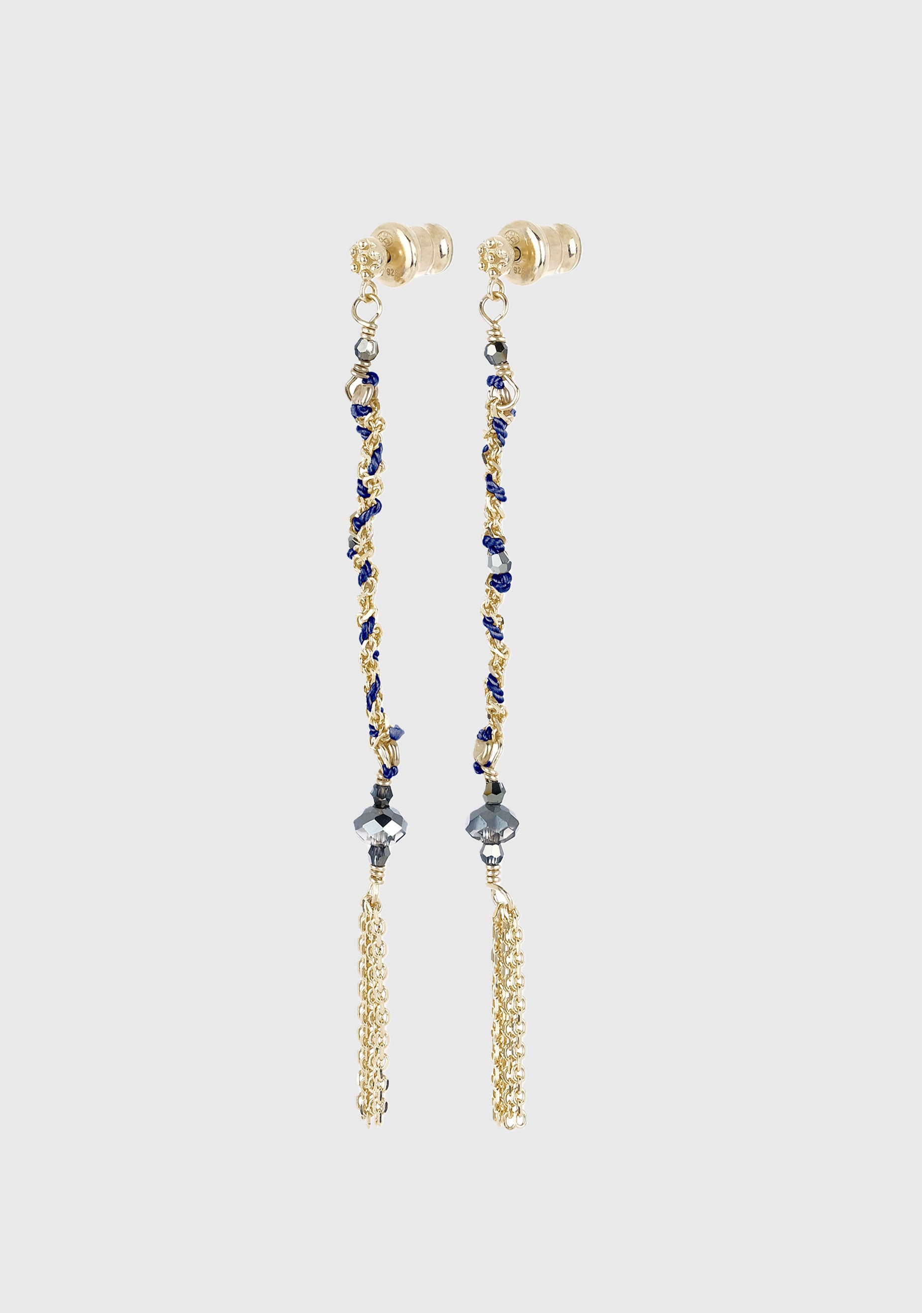 Gold Chain Earrings_Navy