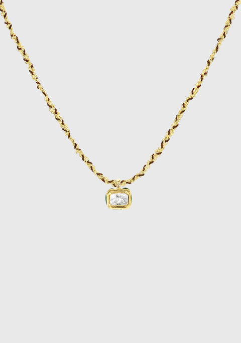 Cube Necklace Gold_Brown