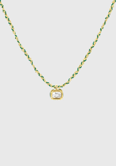 Cube Necklace Gold_Green