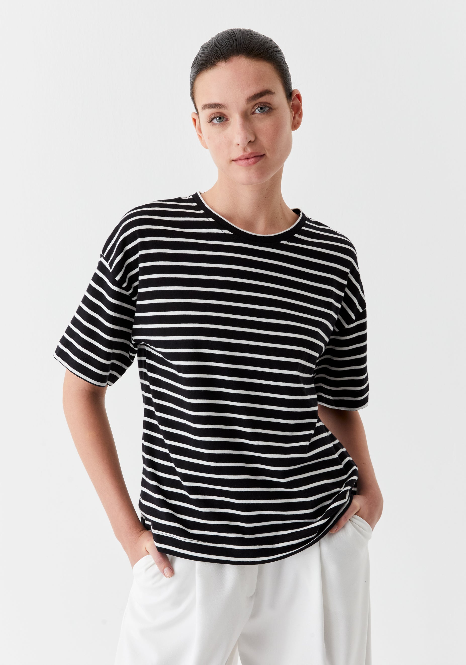 Archie Stripe Tee_Black White