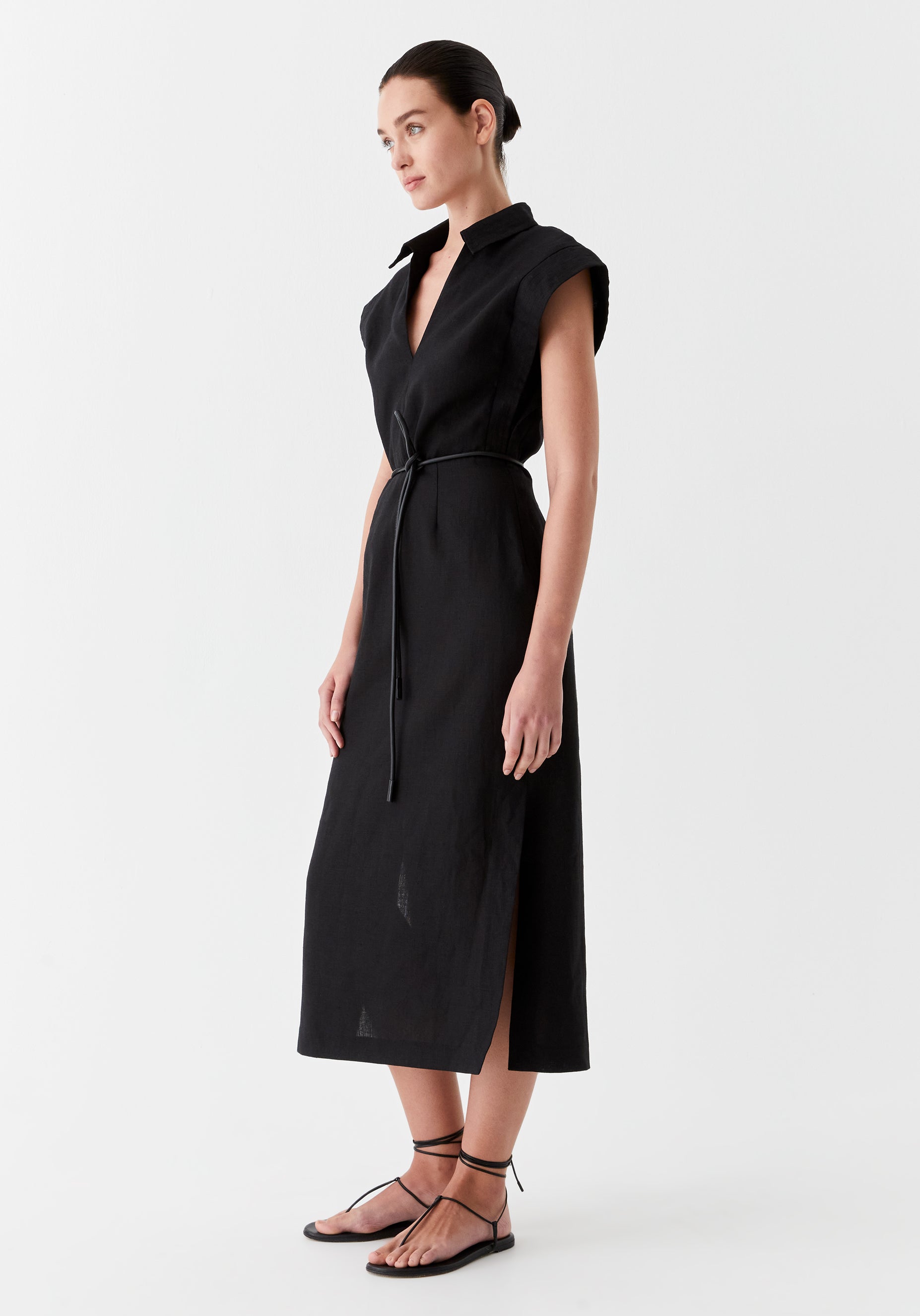 Belle Linen Dress_Black