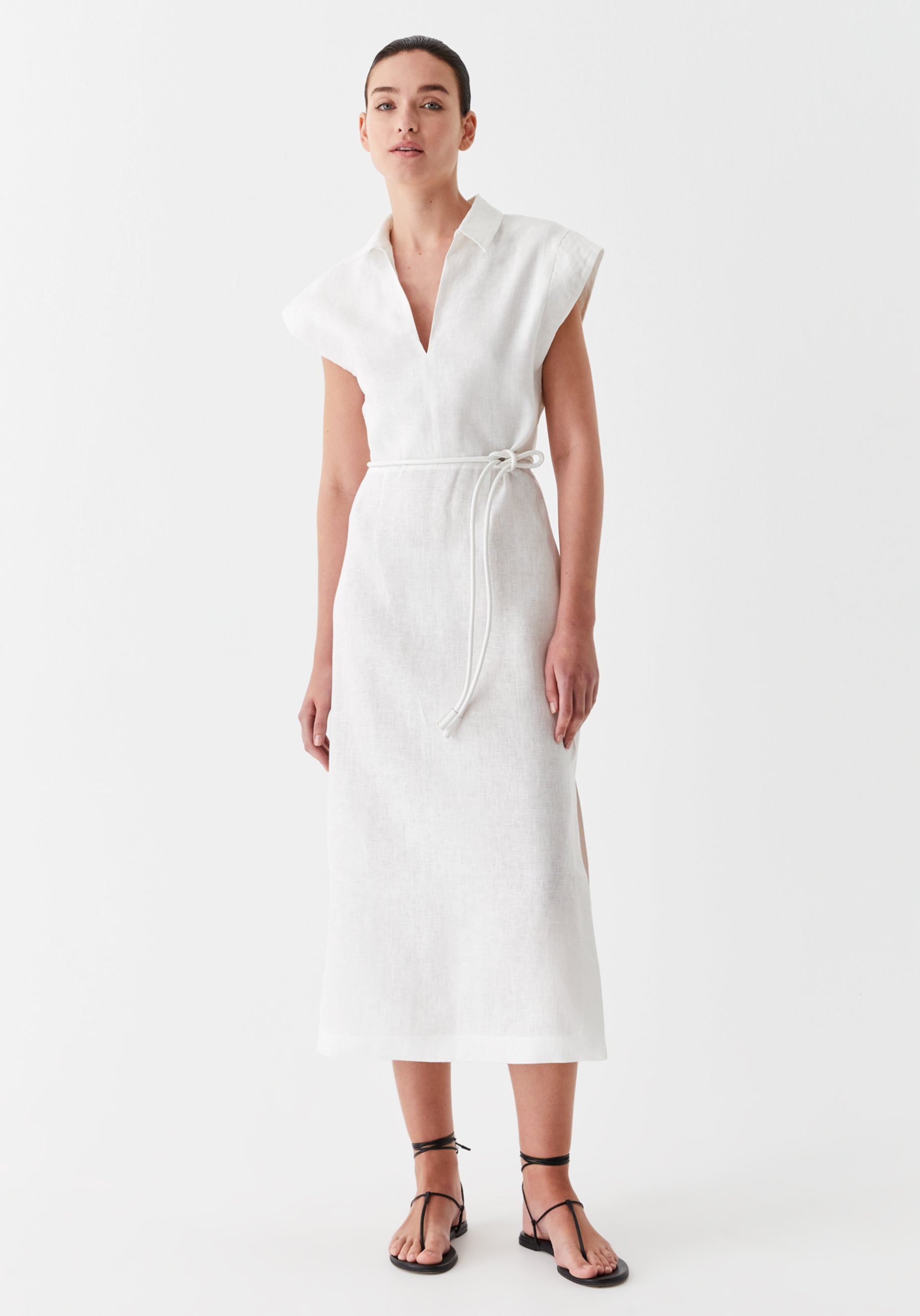 Belle Linen Dress_Ivory