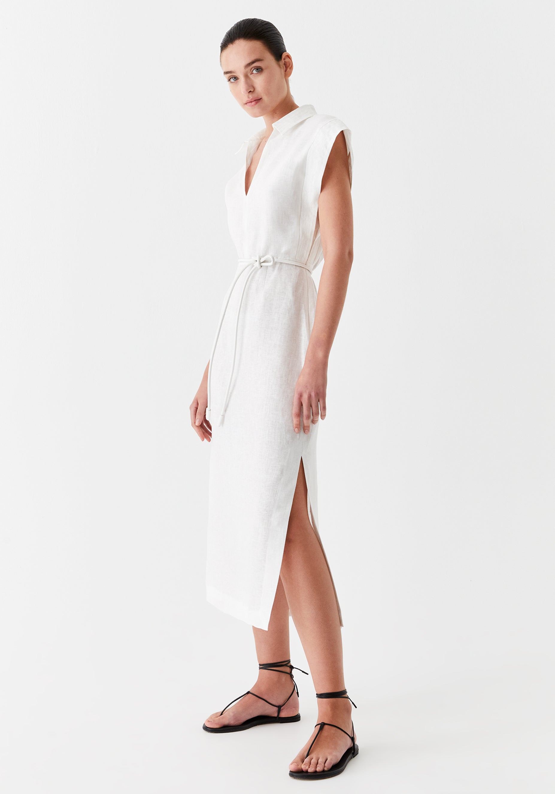 Belle Linen Dress_Ivory