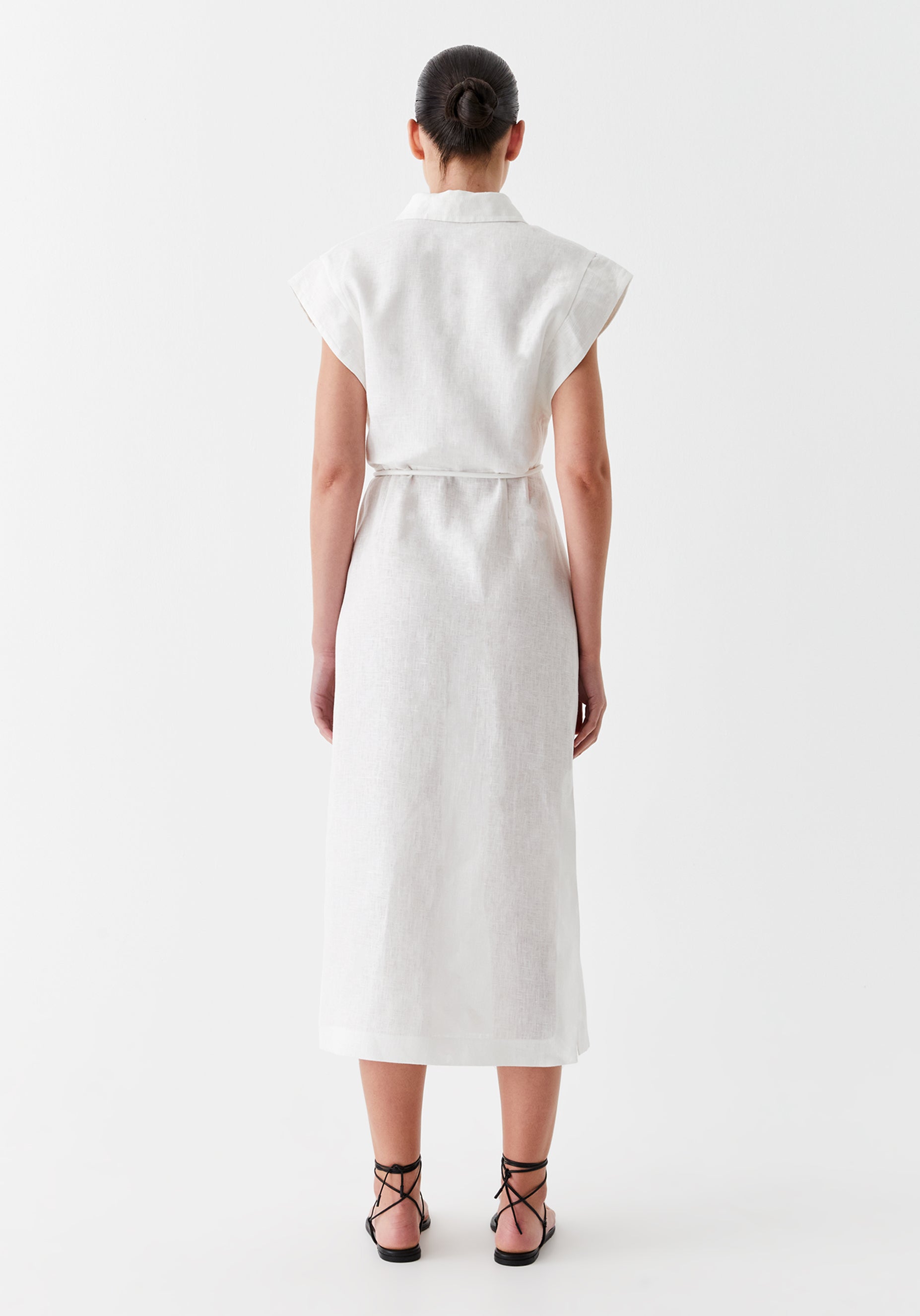 Belle Linen Dress_Ivory