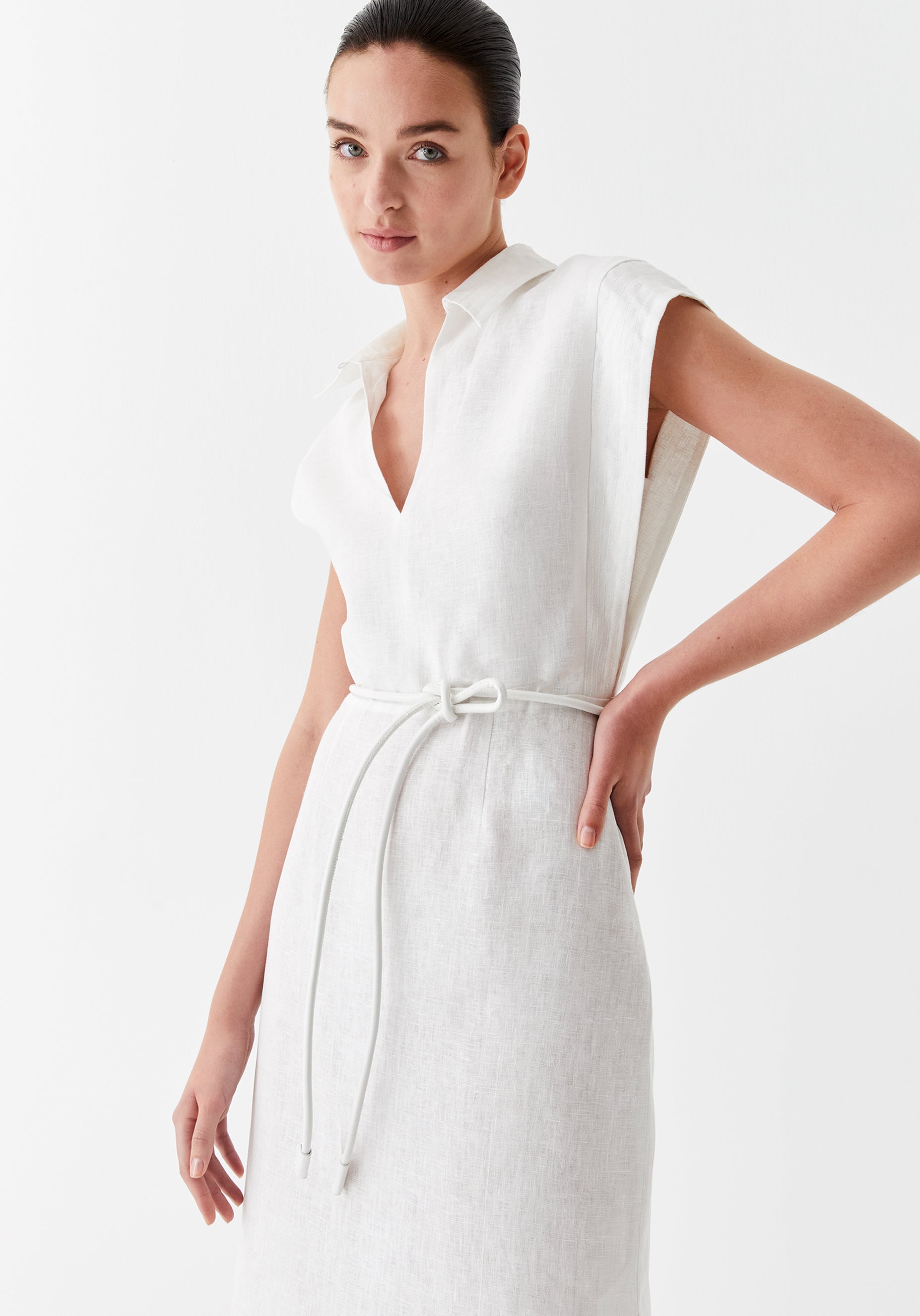 Belle Linen Dress_Ivory