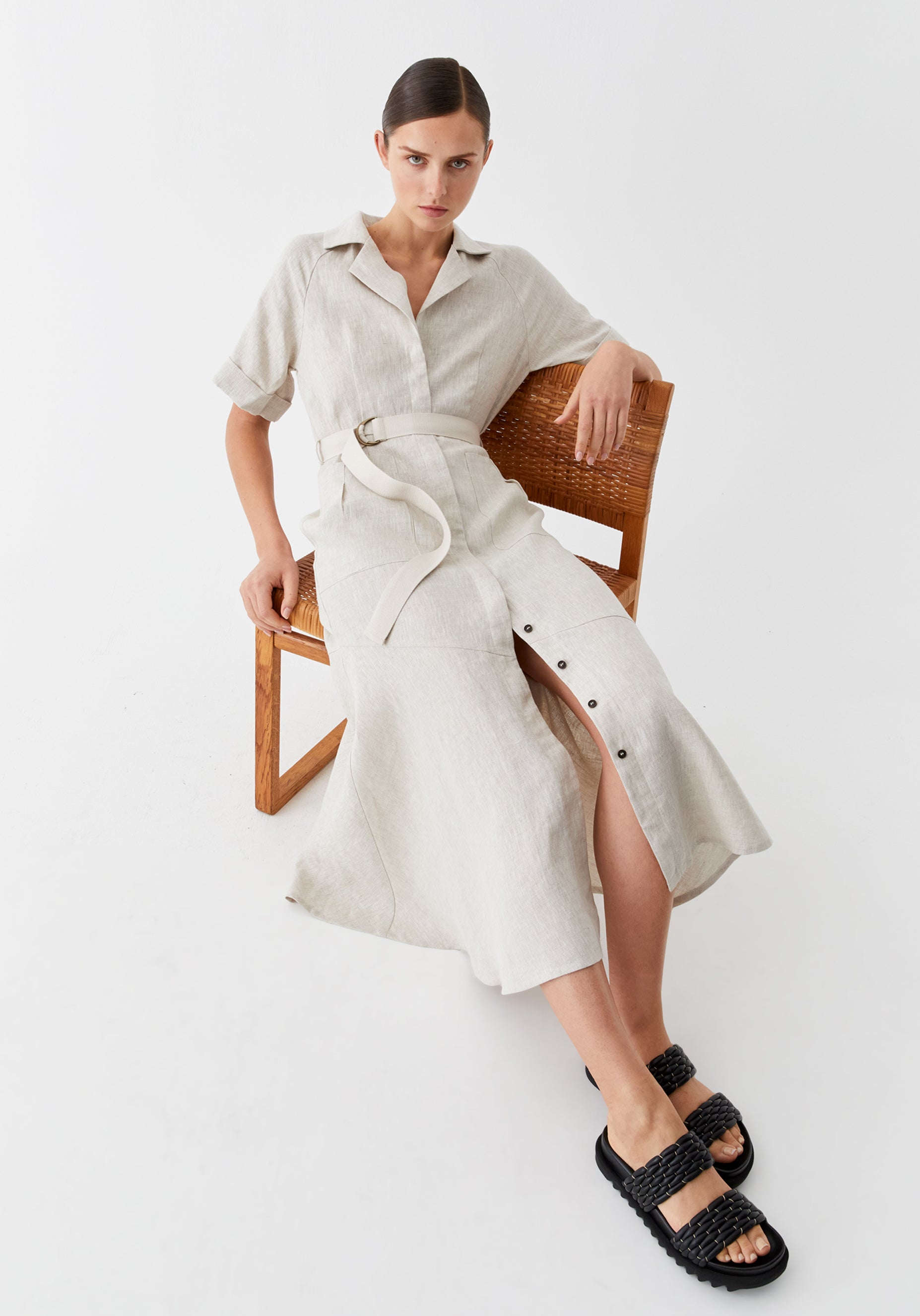 Bodhi Linen Shirt Dress_Natural