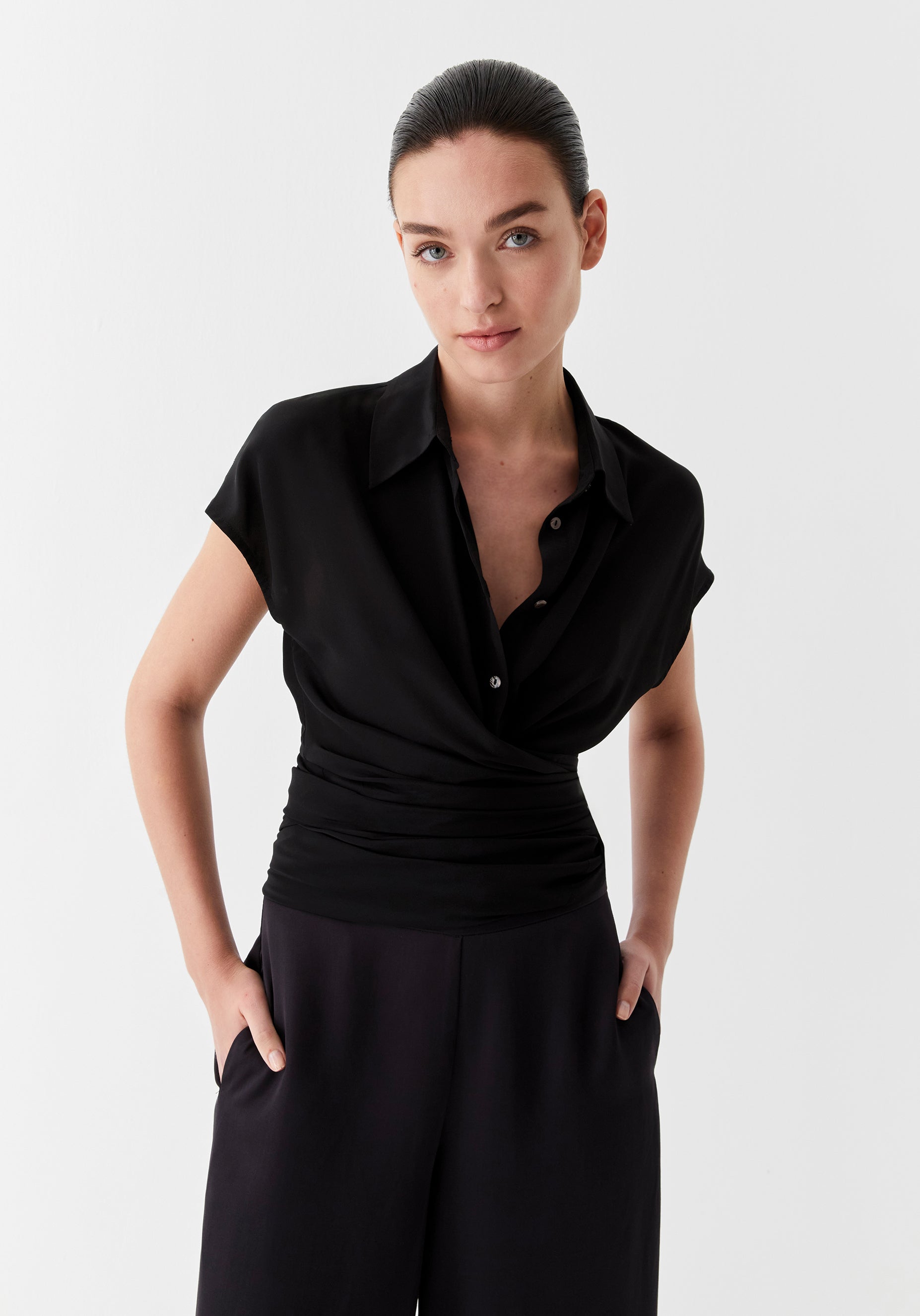 Olivia Silk Shirt_Black