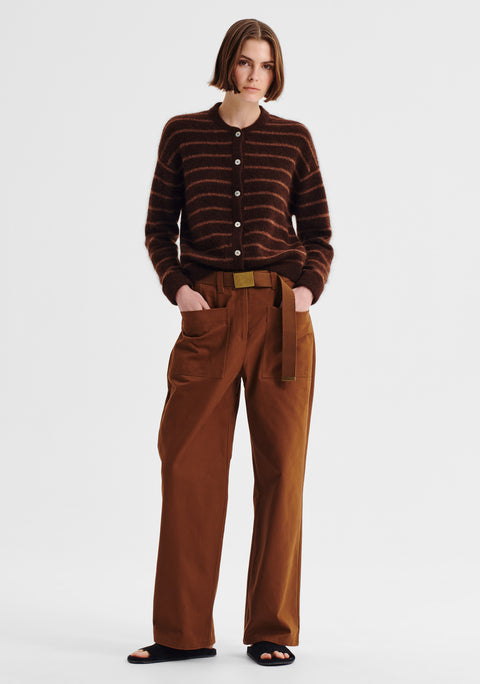 Albi Knit Cardigan_Toffee Stripe