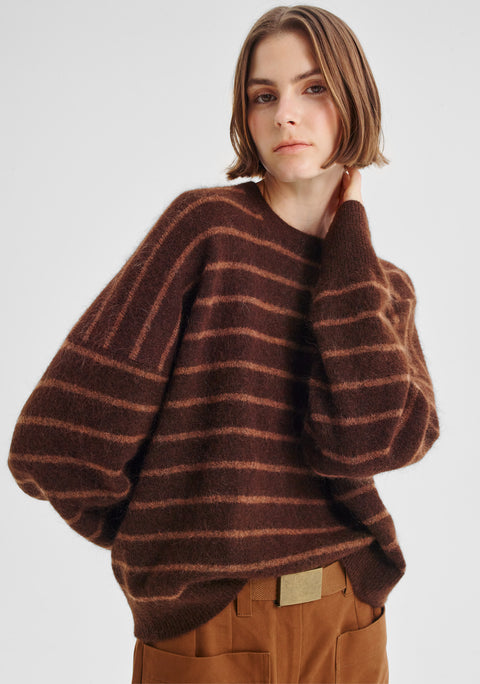 Albi Knit Pullover_Toffee Stripe