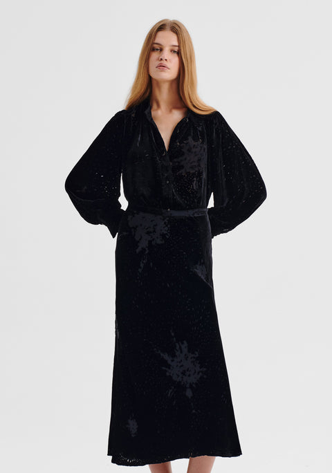 Aurora Velvet Skirt_Black