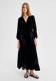 Aurora Velvet V-Neck Dress_Black