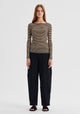 Morri Merino Stripe Round Neck_Birch Black