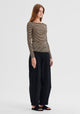 Morri Merino Stripe Round Neck_Birch Black