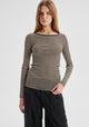 Morri Merino Stripe Round Neck_Birch Black