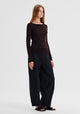 Morri Merino Stripe Round Neck_Espresso/Blk