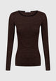 Morri Merino Stripe Round Neck_Espresso/Blk