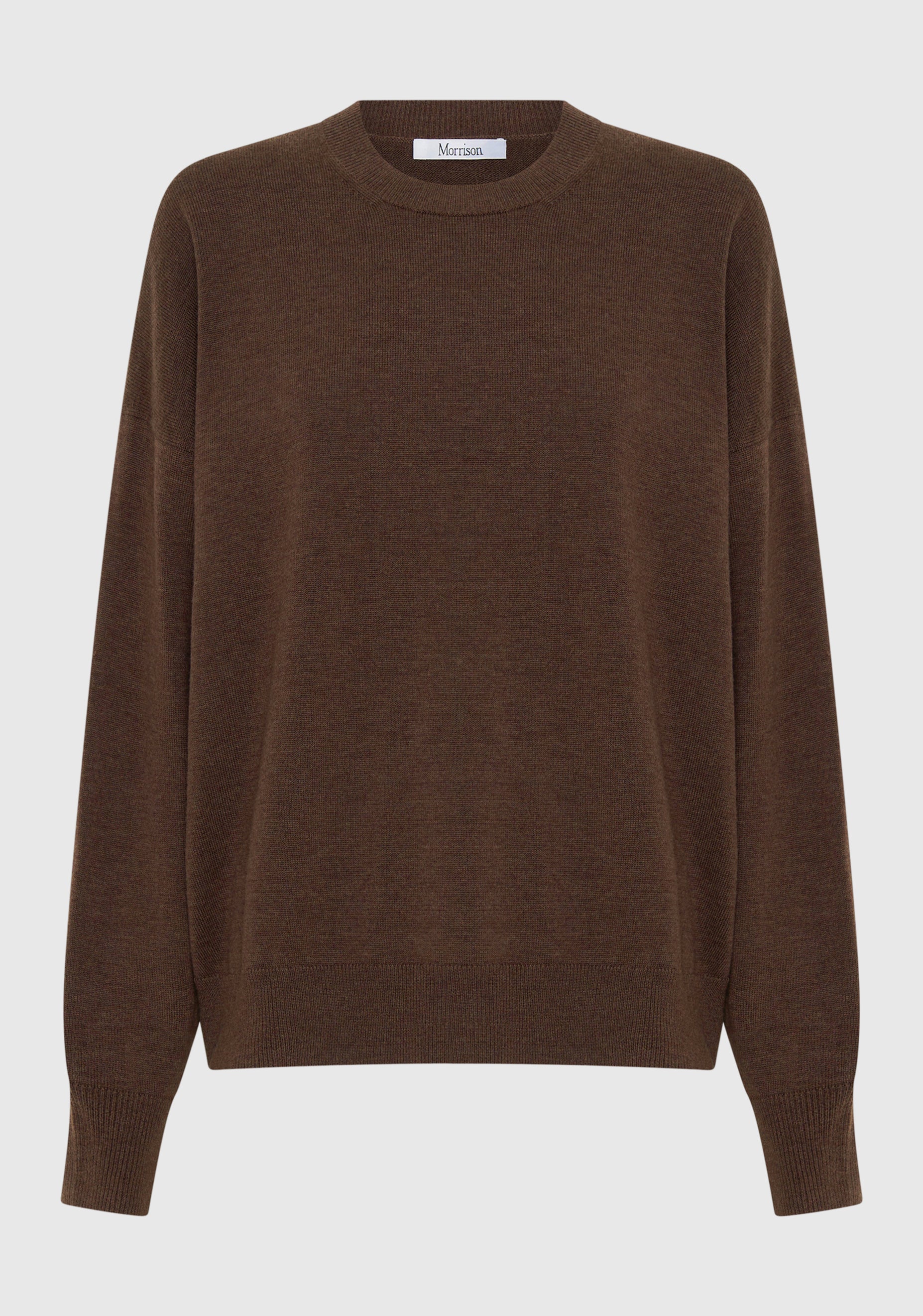 MERINO COTTON TWISTクルーネックニット ブラウン Payton Round Neck Merino Knit Pullover_Nutmeg – Morrison